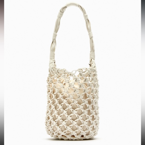 Zara Handbags - Zara woven handcrafted braided bucket bag shoulder & crossbody